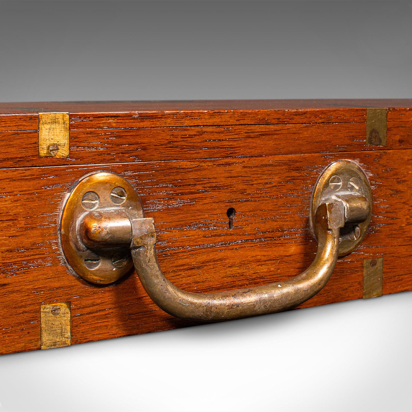 Maletín Antiguo para Escopeta, Teca India, Latón, Caja para Rifle, Victoriano, Circa 1900 en venta 5