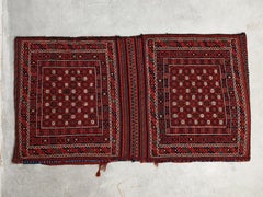 Antique Shoushtar Double bag ou très grande taie d'oreiller de sol, 19ème siècle