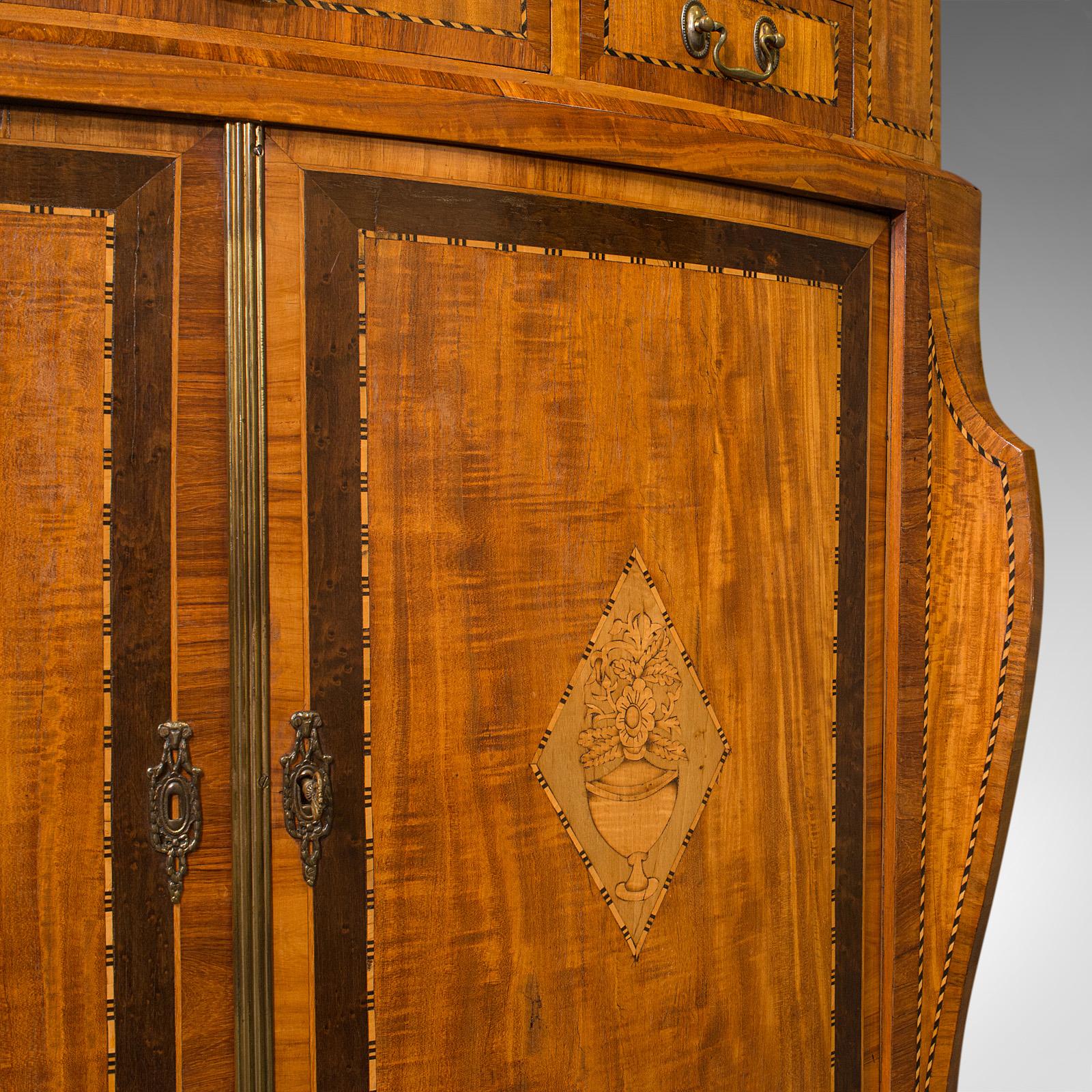 Antique Showcase Corner Cabinet, Dutch, Satinwood, Display Case, Victorian, 1880 For Sale 4