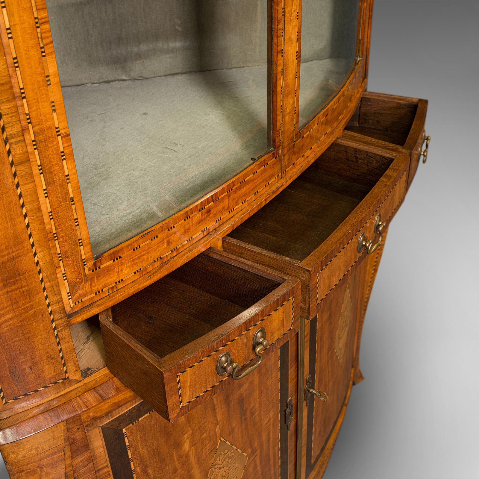 Antique Showcase Corner Cabinet, Dutch, Satinwood, Display Case, Victorian, 1880 For Sale 3