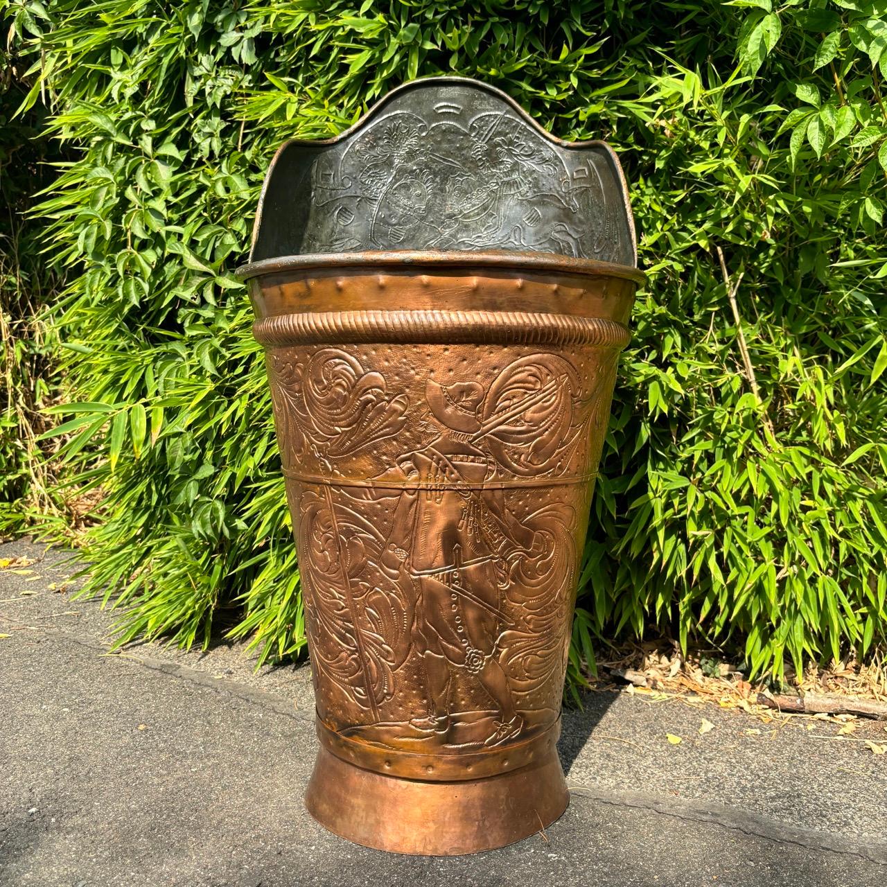 German Antique showpiece  grape harvest  copper  hand-finished For Sale