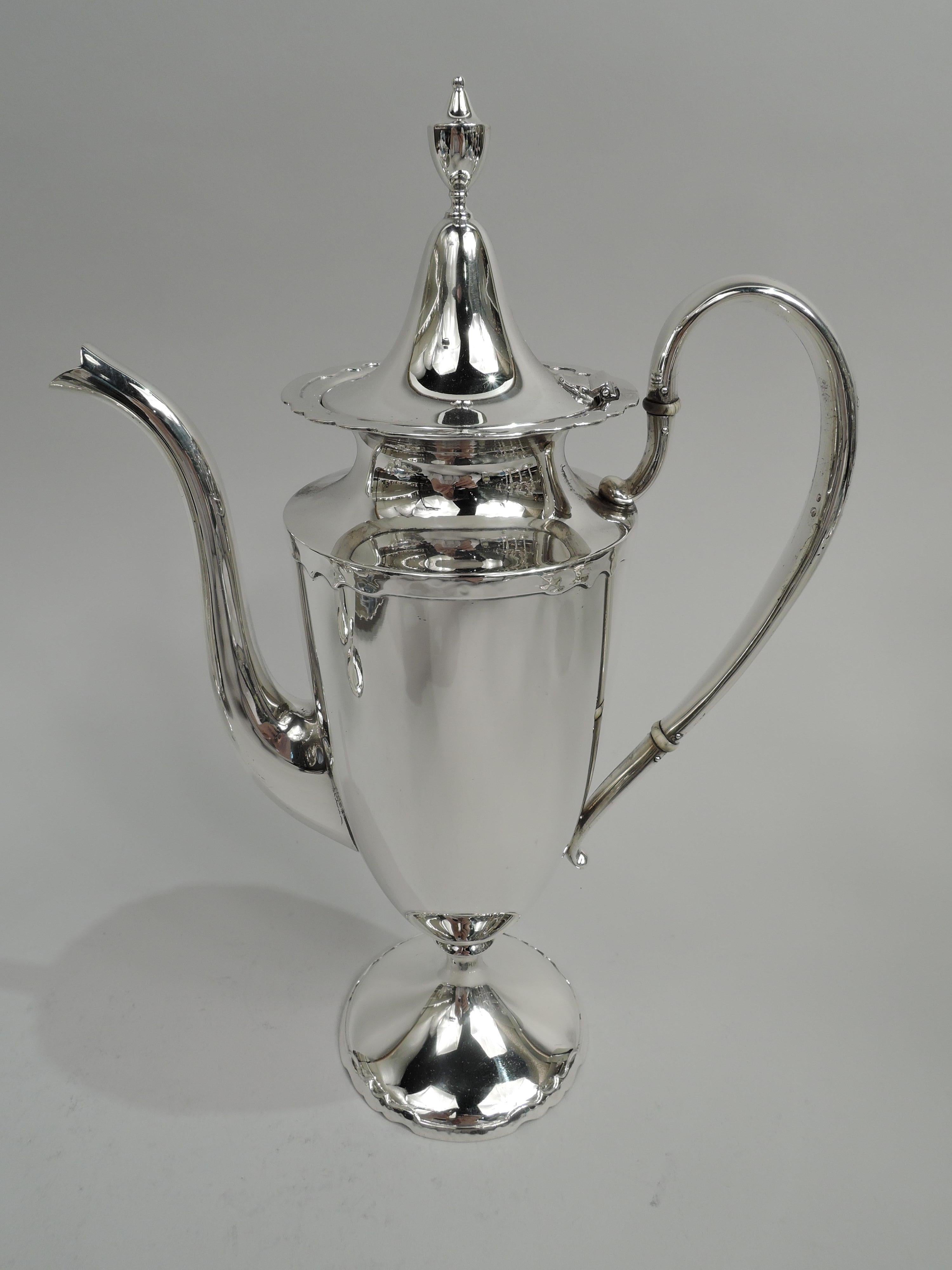 American Antique Shreve Modern Georgian Sterling Silver Coffee Set on Tray