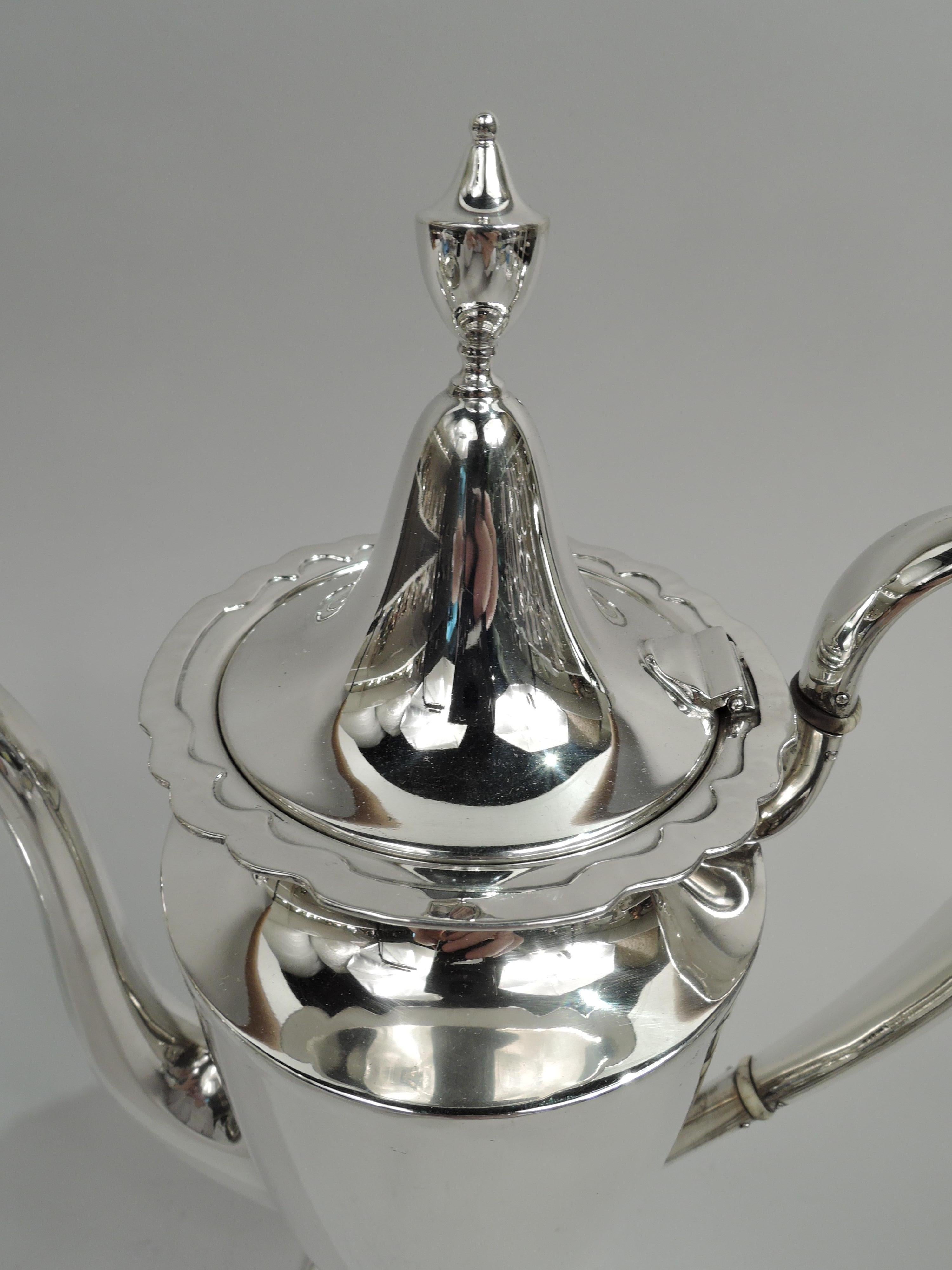 Antique Shreve Modern Georgian Sterling Silver Coffee Set on Tray In Good Condition In New York, NY