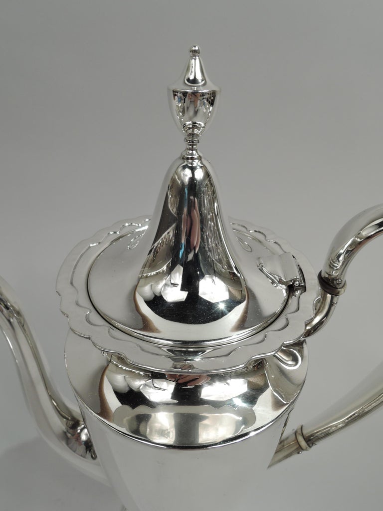 Antique Shreve Modern Georgian Sterling Silver Coffee Set on Tray In Good Condition For Sale In New York, NY