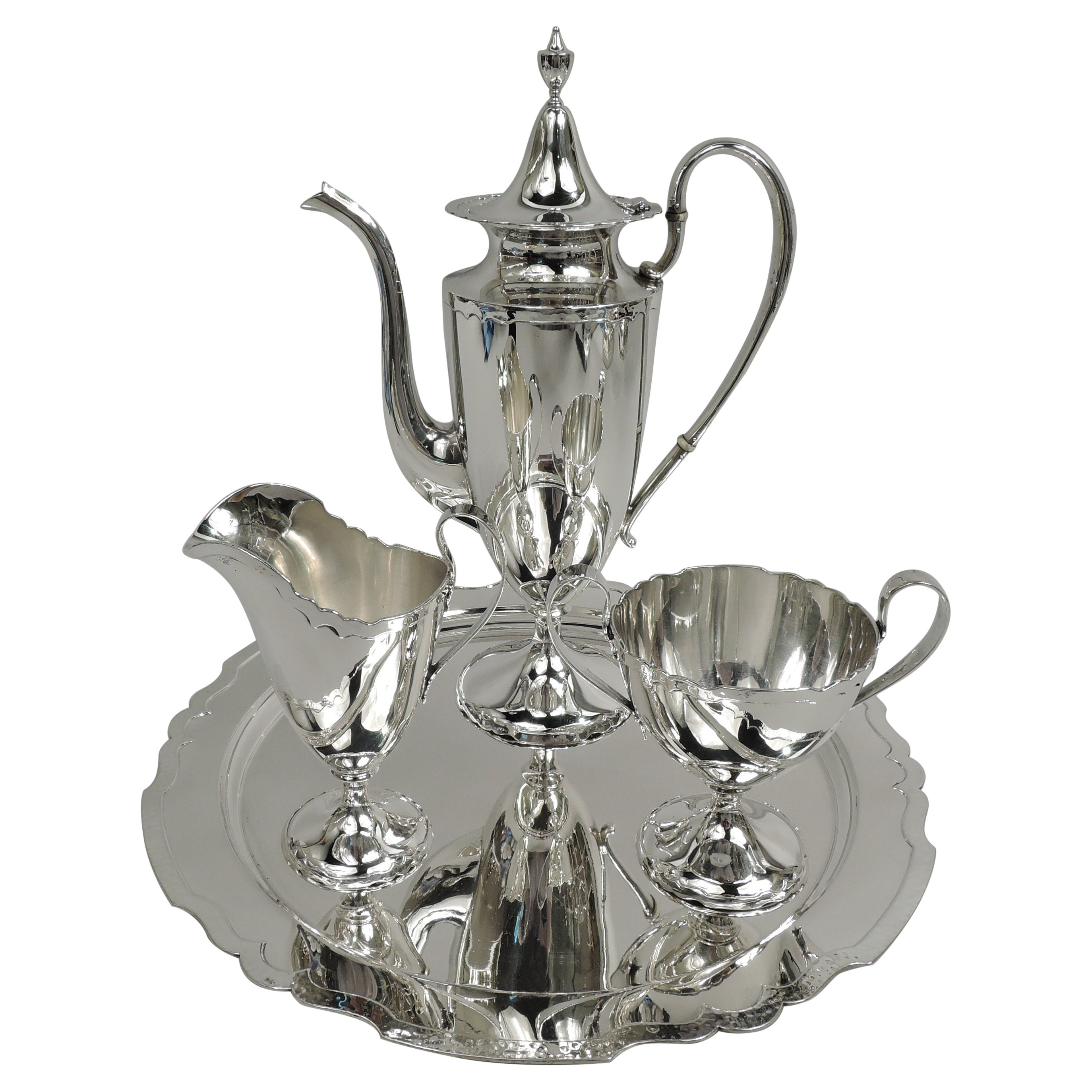 Antique Shreve Modern Georgian Sterling Silver Coffee Set on Tray