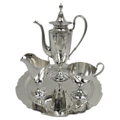 Antique Shreve Modern Georgian Sterling Silver Coffee Set on Tray