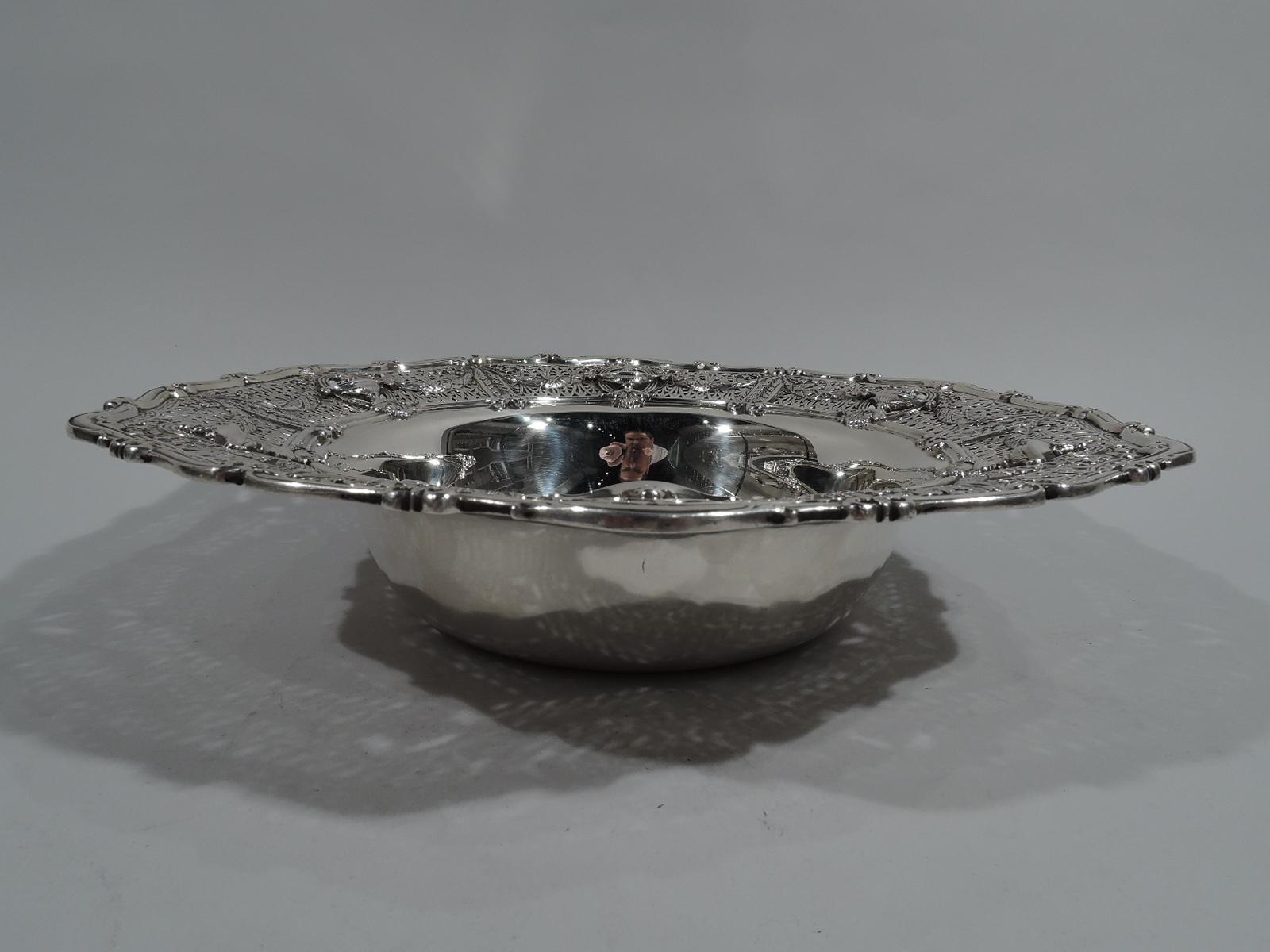 Regency Revival Antique Shreve Sterling Silver Centerpiece Bowl in Adam Pattern