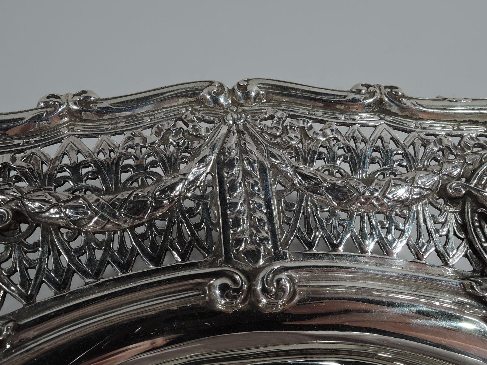 Antique Shreve Sterling Silver Centerpiece Bowl in Adam Pattern In Excellent Condition In New York, NY