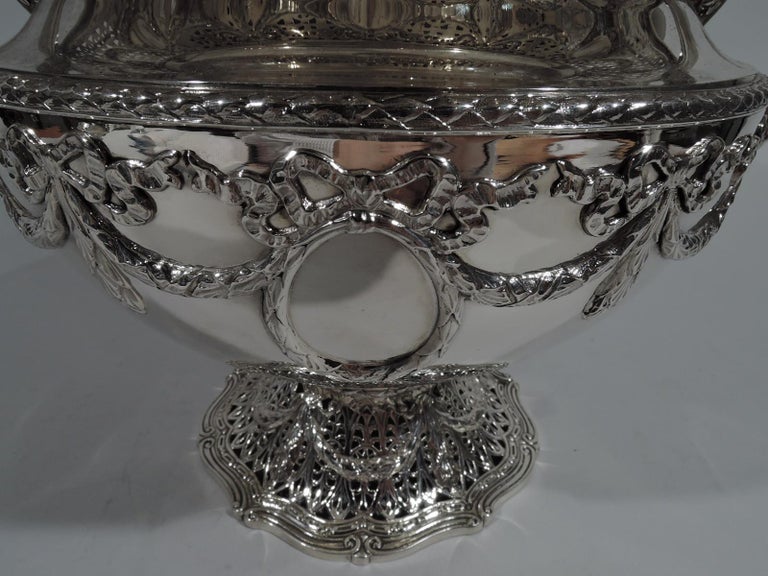 Antique Shreve Sterling Silver Wine Cooler in Adam Pattern For Sale at