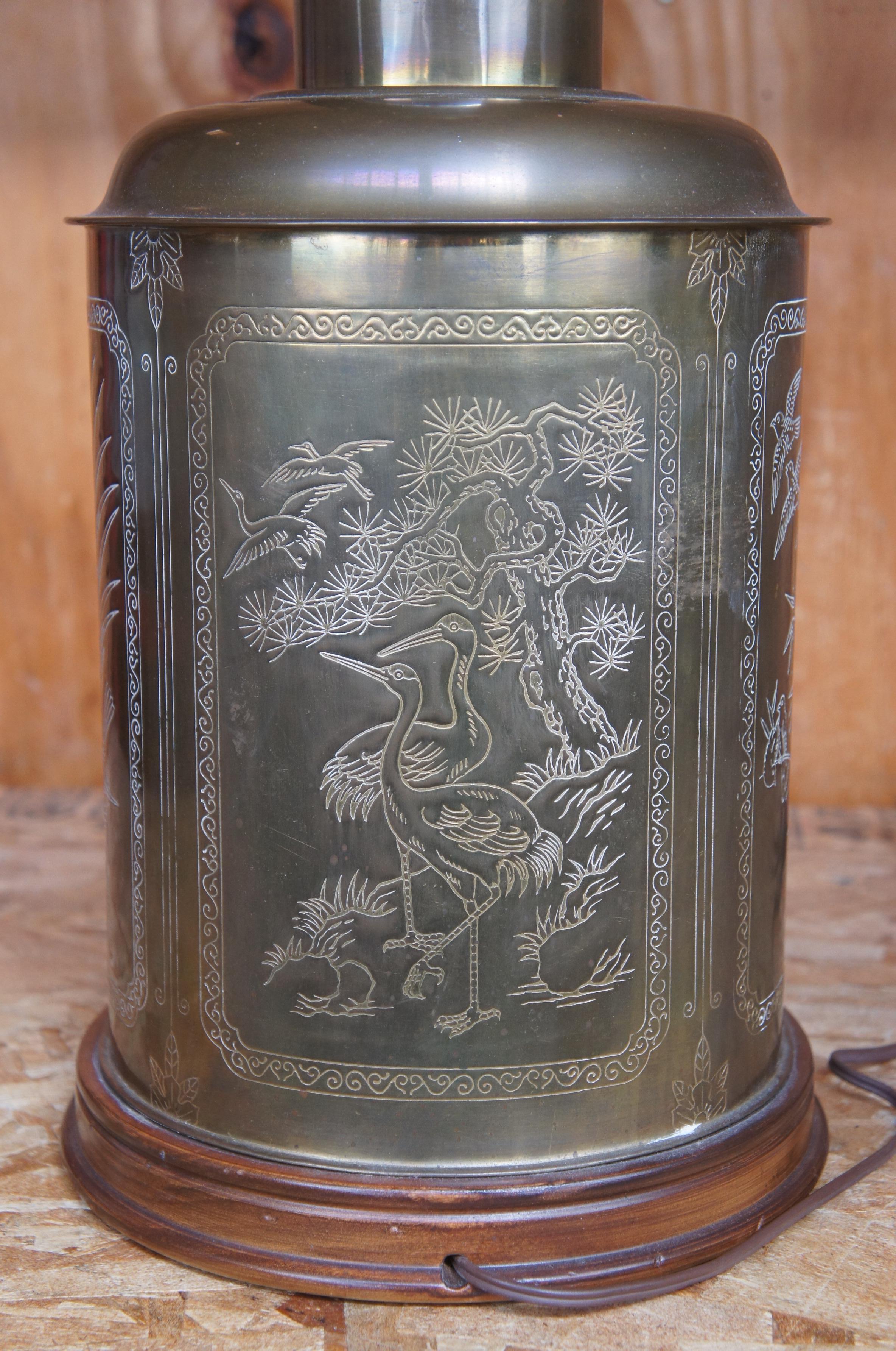 Ancienne lampe de bureau chinoiserie en laiton Shrewsbury and Co, coffret  th en vente 1
