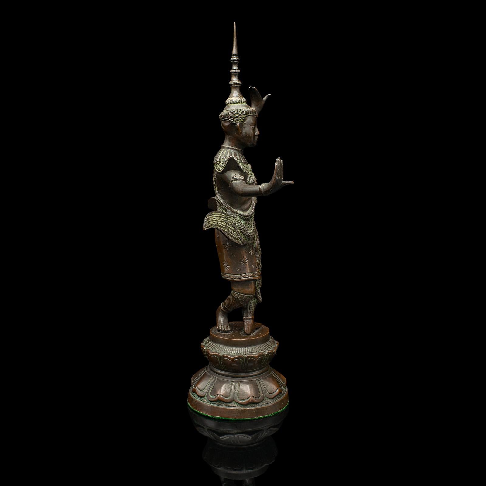Antique Siamese Dancer Statue, Thai, Bronze Deity Figure, Victorian, Circa 1850 In Good Condition In Hele, Devon, GB