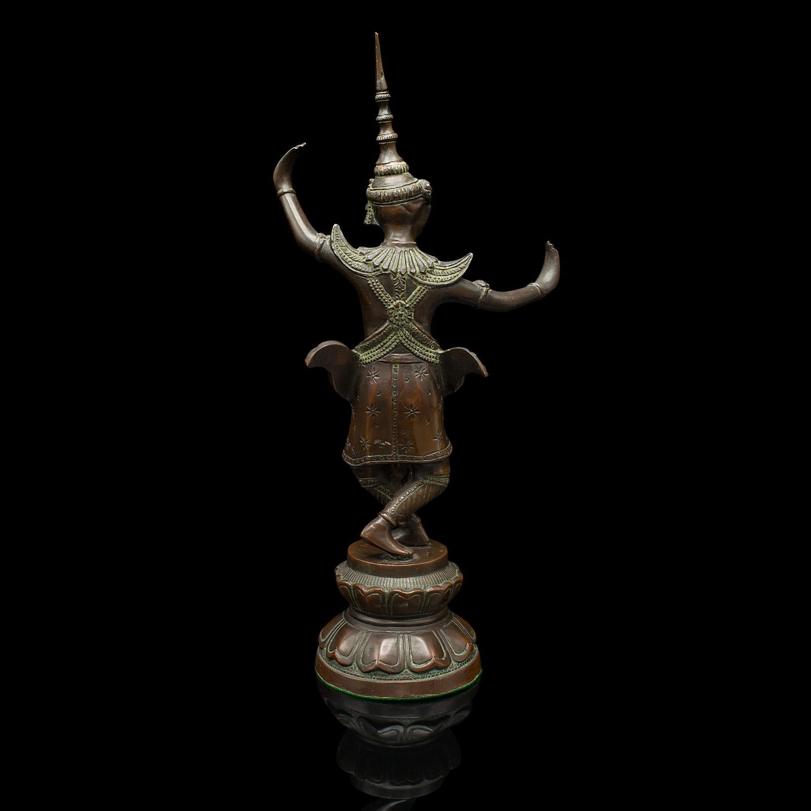 19th Century Antique Siamese Dancer Statue, Thai, Bronze Deity Figure, Victorian, Circa 1850