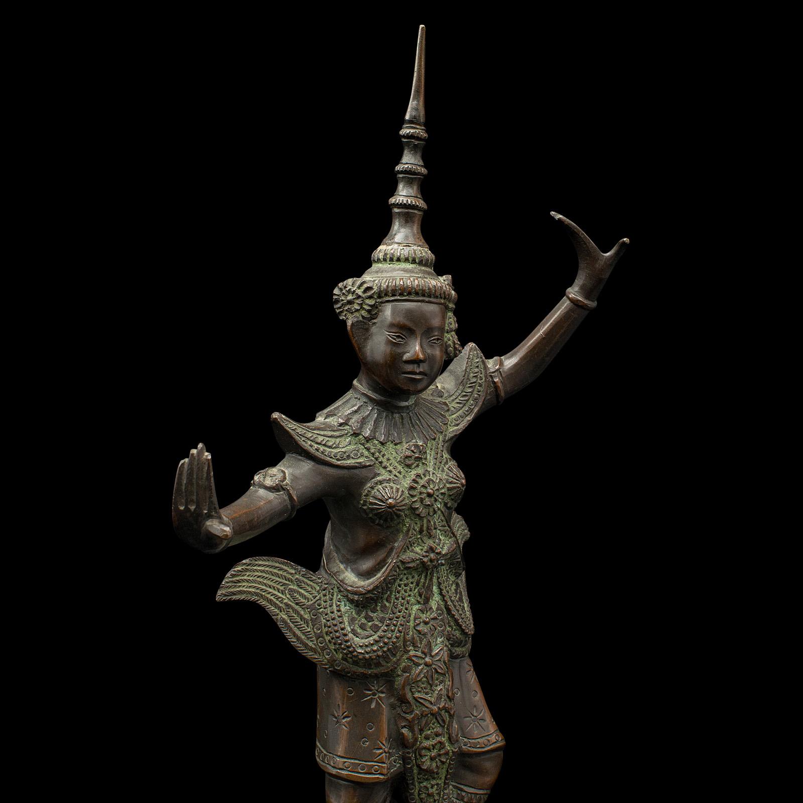 Antique Siamese Dancer Statue, Thai, Bronze Deity Figure, Victorian, Circa 1850 2