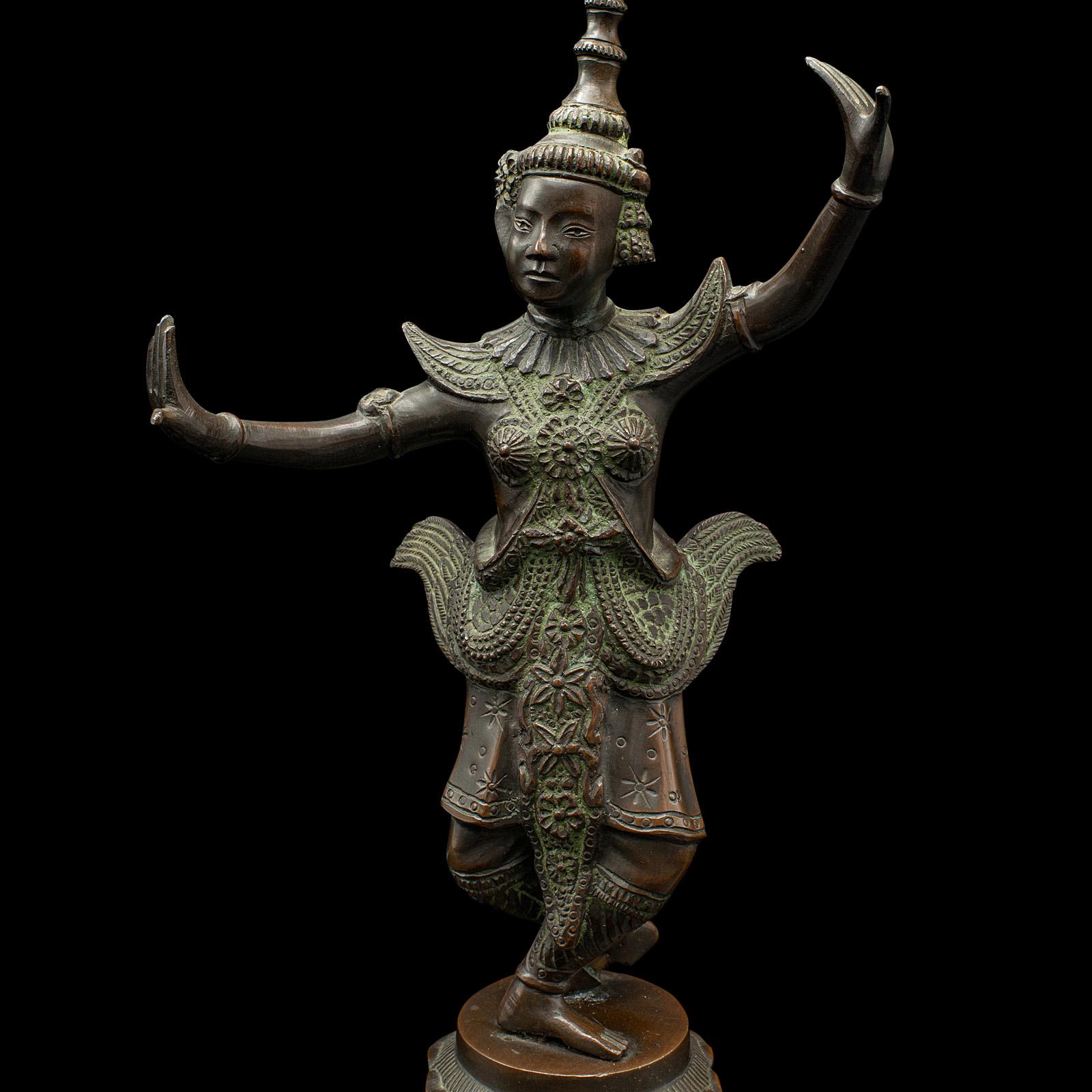 Antique Siamese Dancer Statue, Thai, Bronze Deity Figure, Victorian, Circa 1850 3