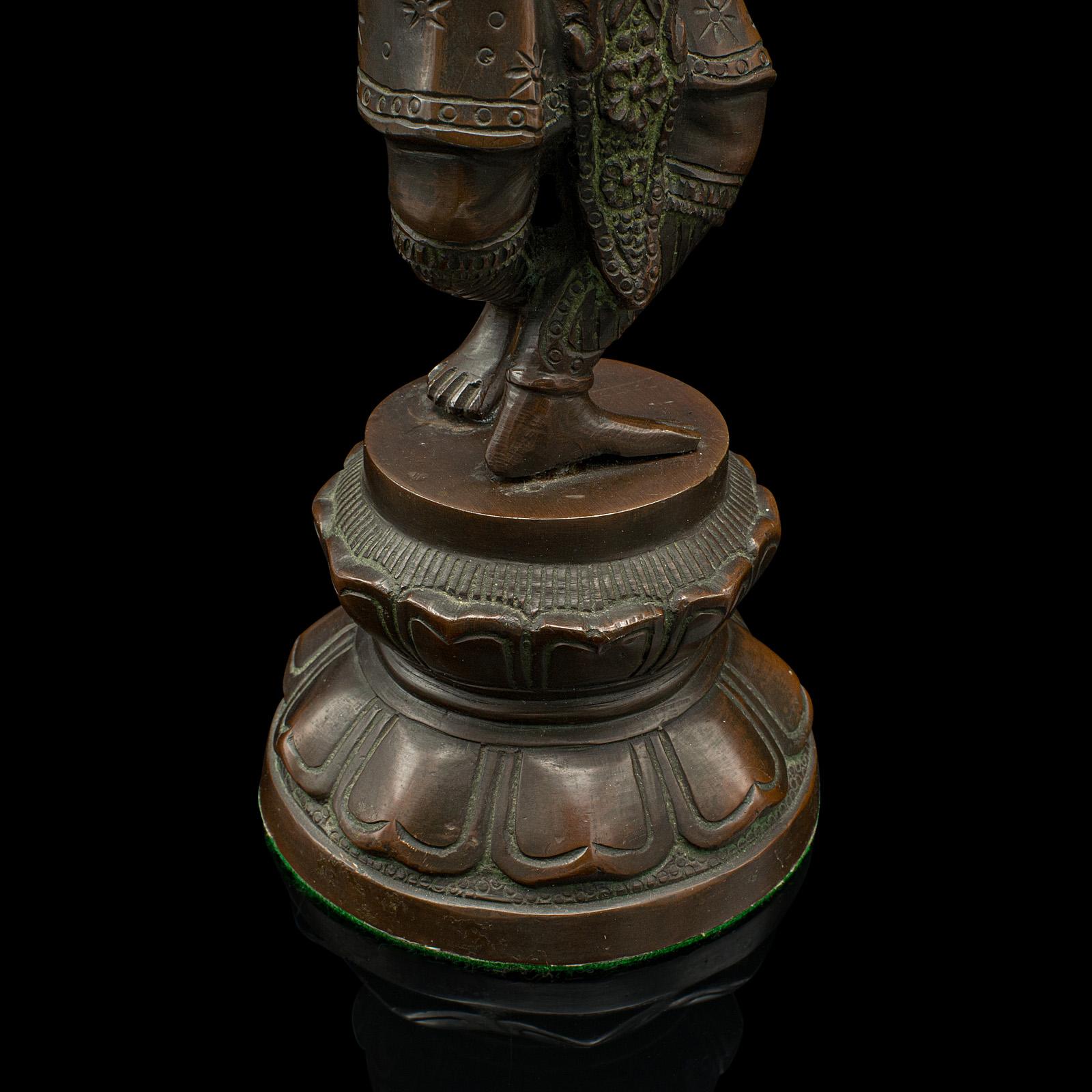 Antique Siamese Dancer Statue, Thai, Bronze Deity Figure, Victorian, Circa 1850 4