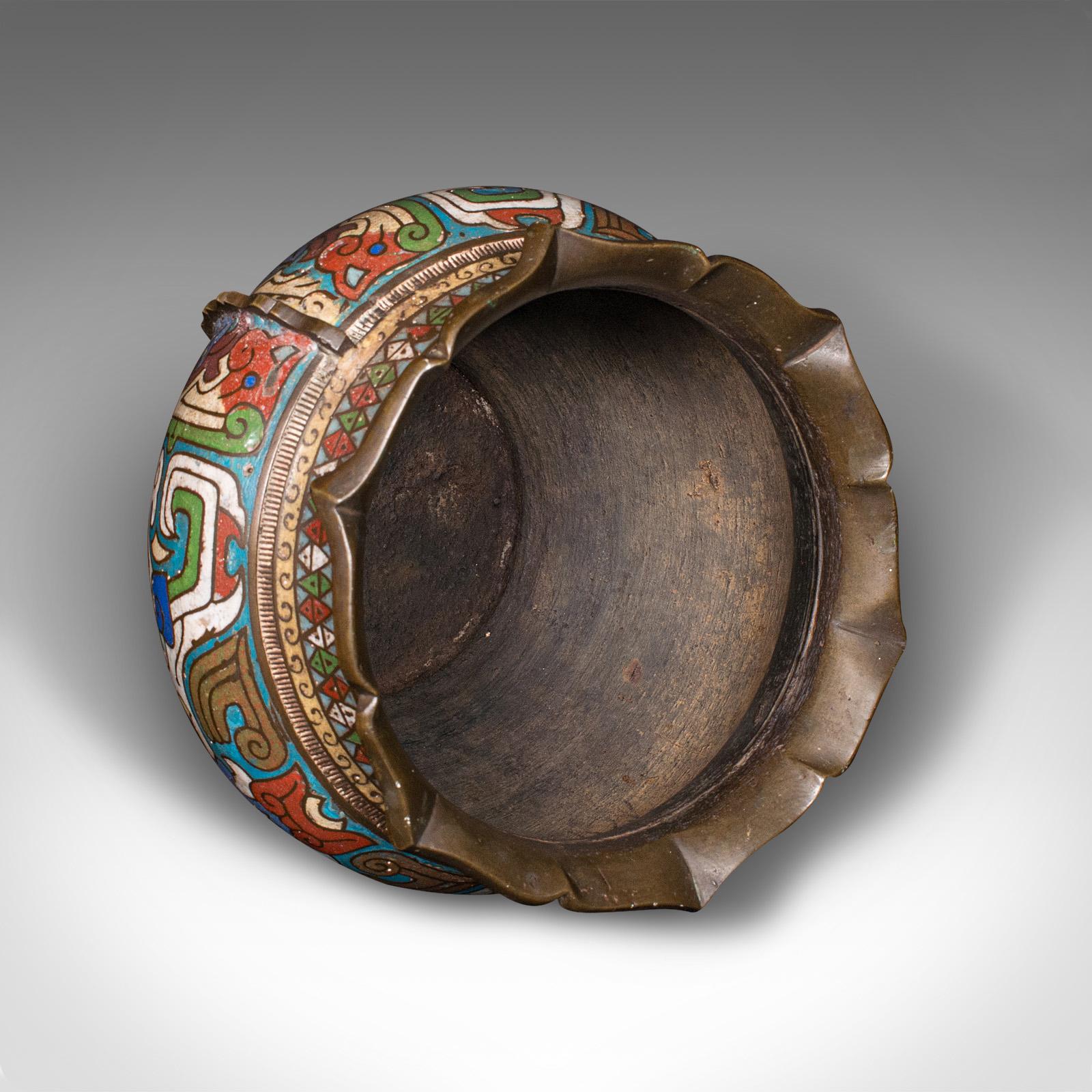XIXe siècle Bol jardinière Siamese antique, thaïlandaise, bronze, cloisonné, pot victorien en vente