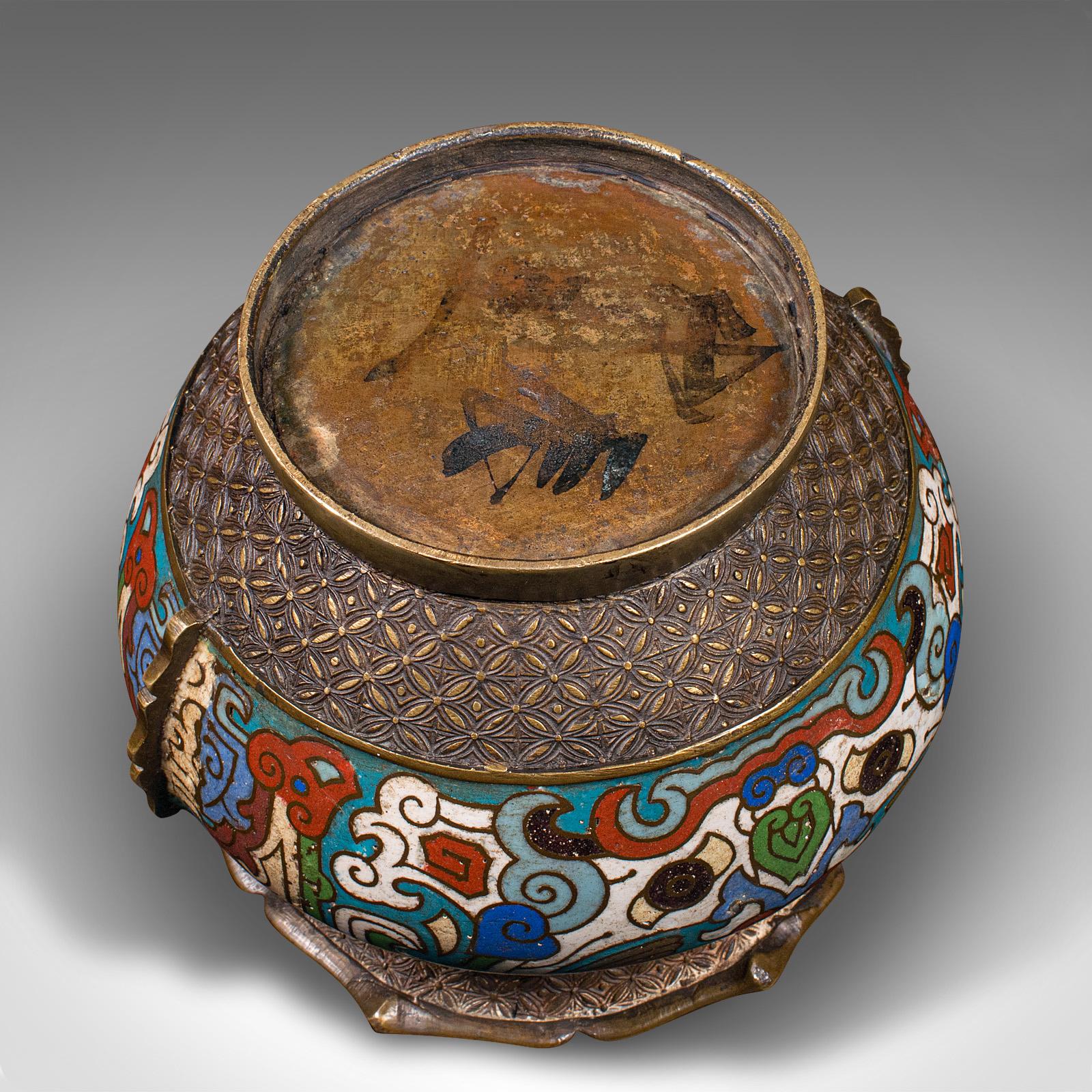 Bronze Bol jardinière Siamese antique, thaïlandaise, bronze, cloisonné, pot victorien en vente