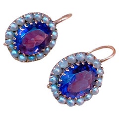 Antique Siberian Amethyst Russian Gold Earrings