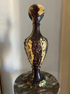 Antique Sicilian Glazed Ceramic Carafe, Italy 19th Century