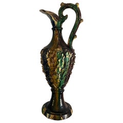 Antique Sicilian Glazed Ceramic Carafe, Italy 19th Century