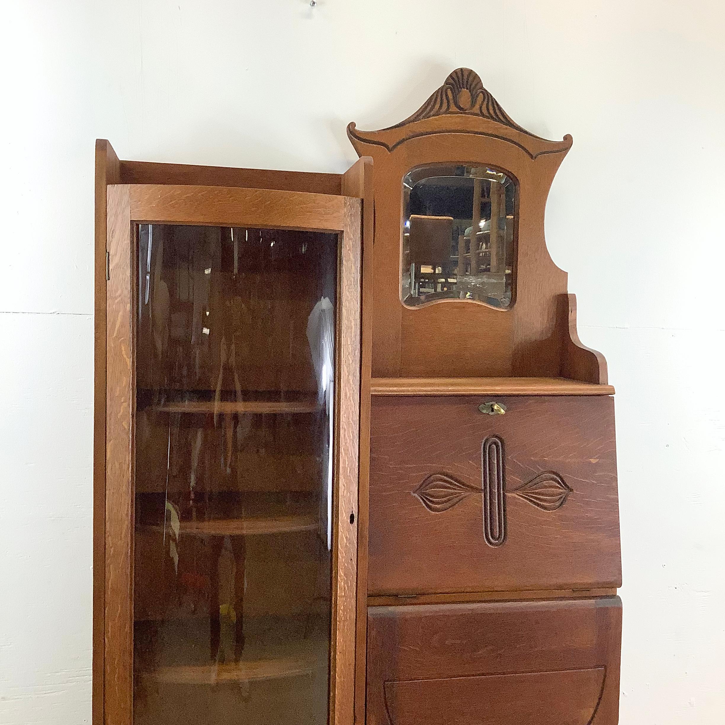 Antique Side by Side Cabinet With Drop Front Desk 9