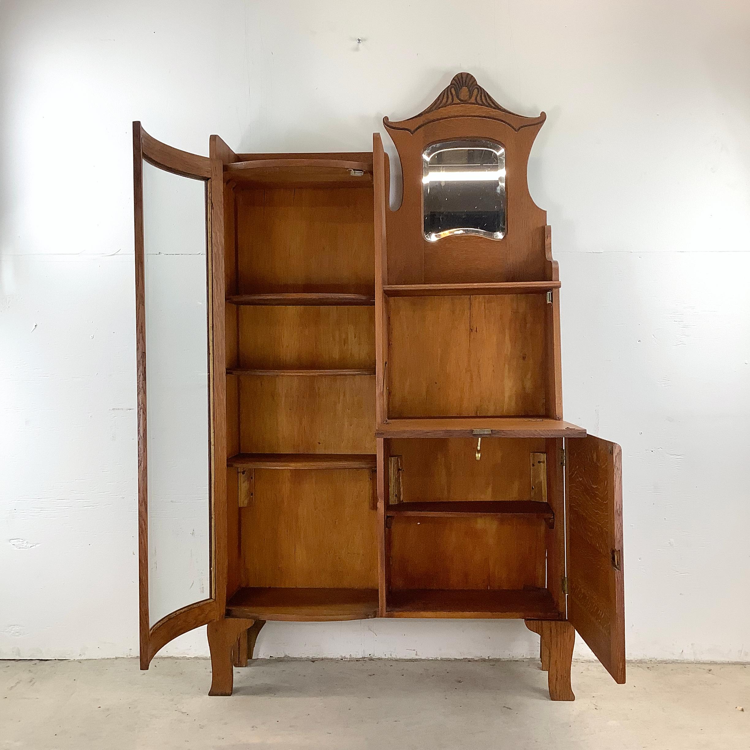 American Colonial Antique Side by Side Cabinet With Drop Front Desk