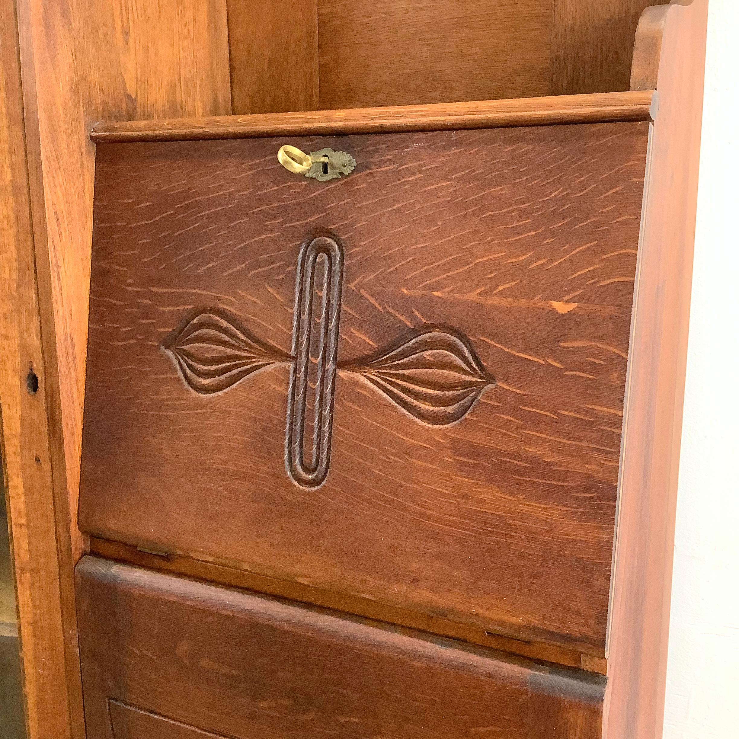 20th Century Antique Side by Side Cabinet With Drop Front Desk