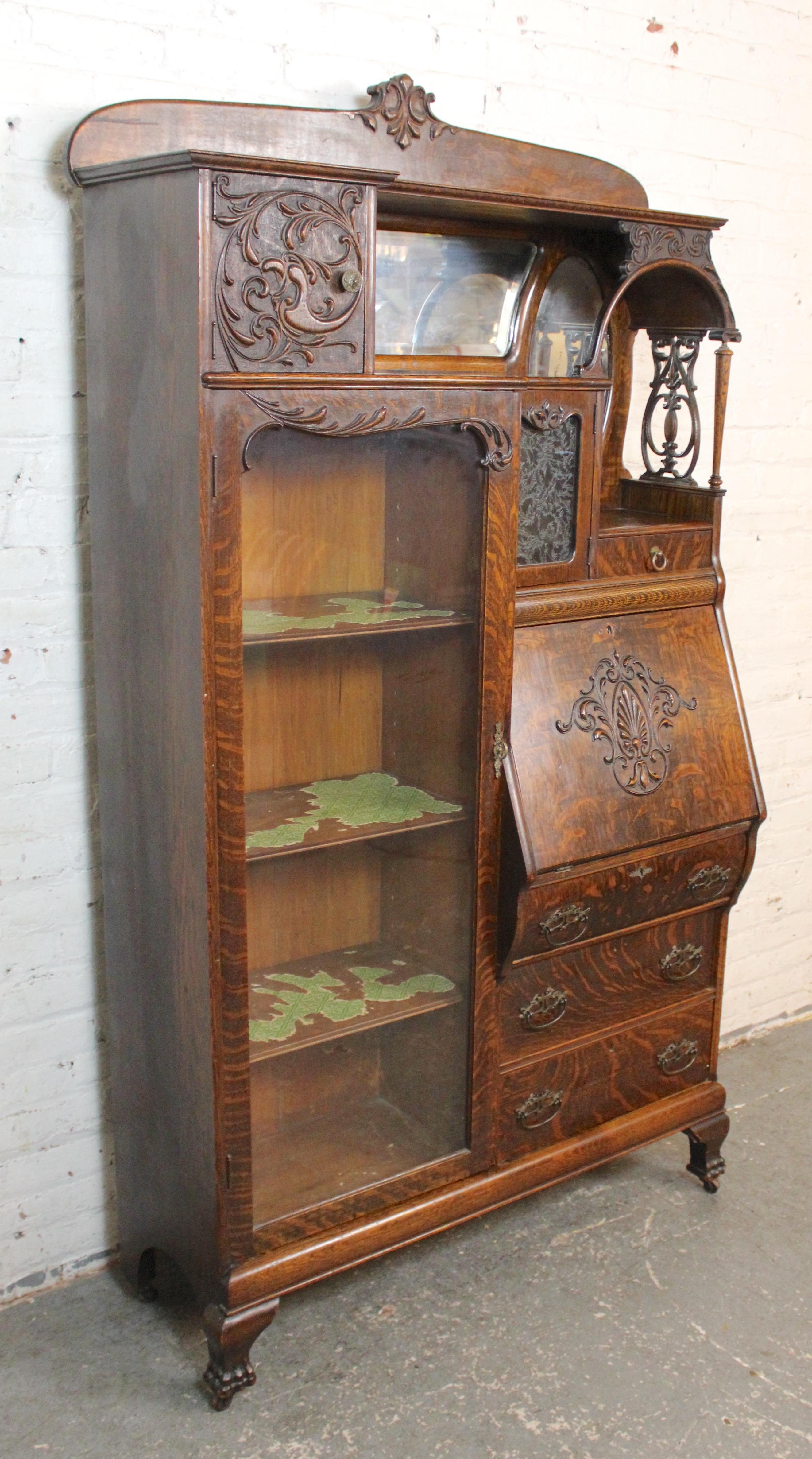 Late Victorian Antique Side by Side Secretary / Display For Sale