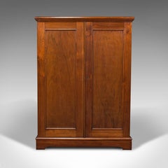 Antique Side Cabinet, English, Walnut, Drinks Cupboard, Bookcase, Edwardian