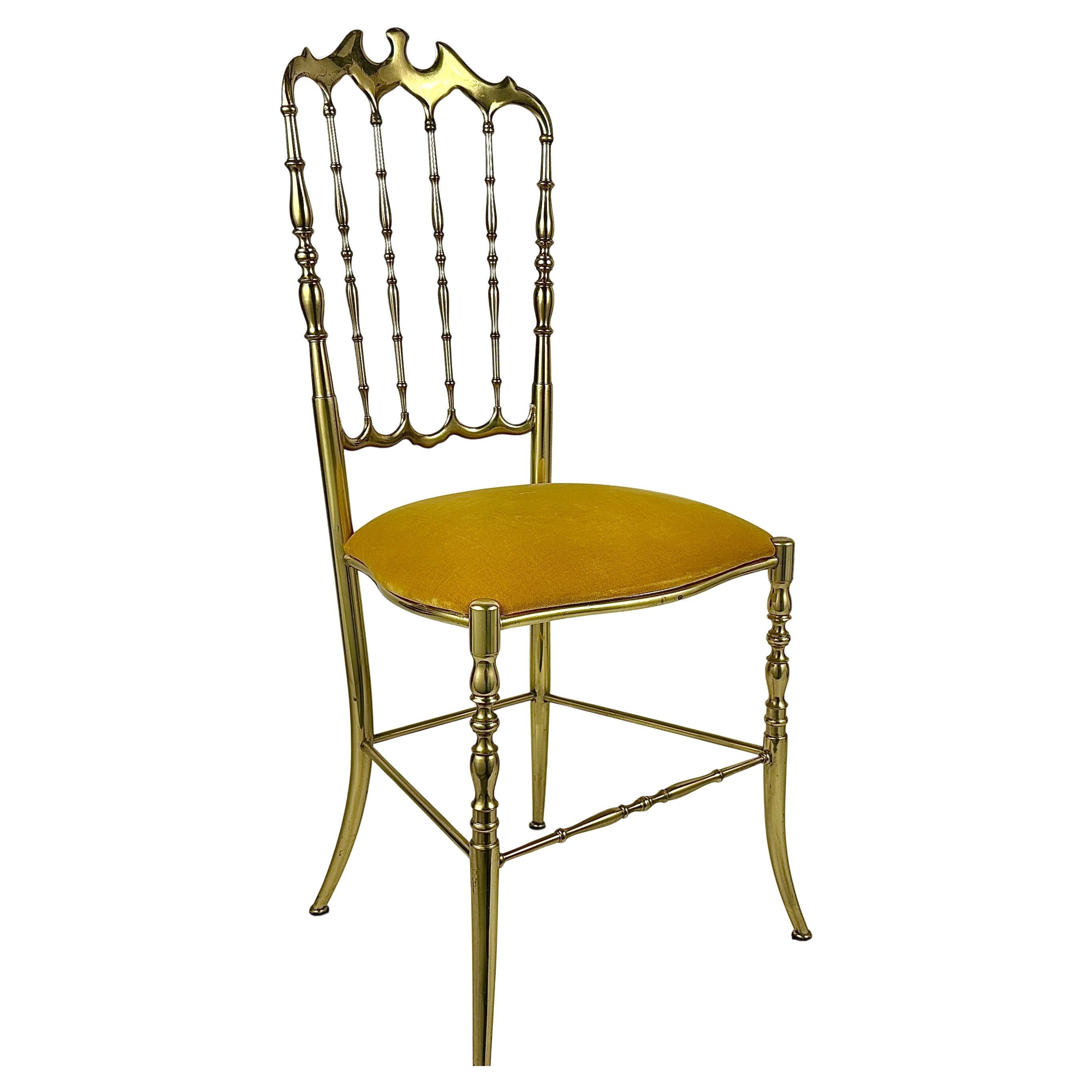 Antique Side Chair Bronze Classical Chiavari Style Bedroom Chair, France For Sale