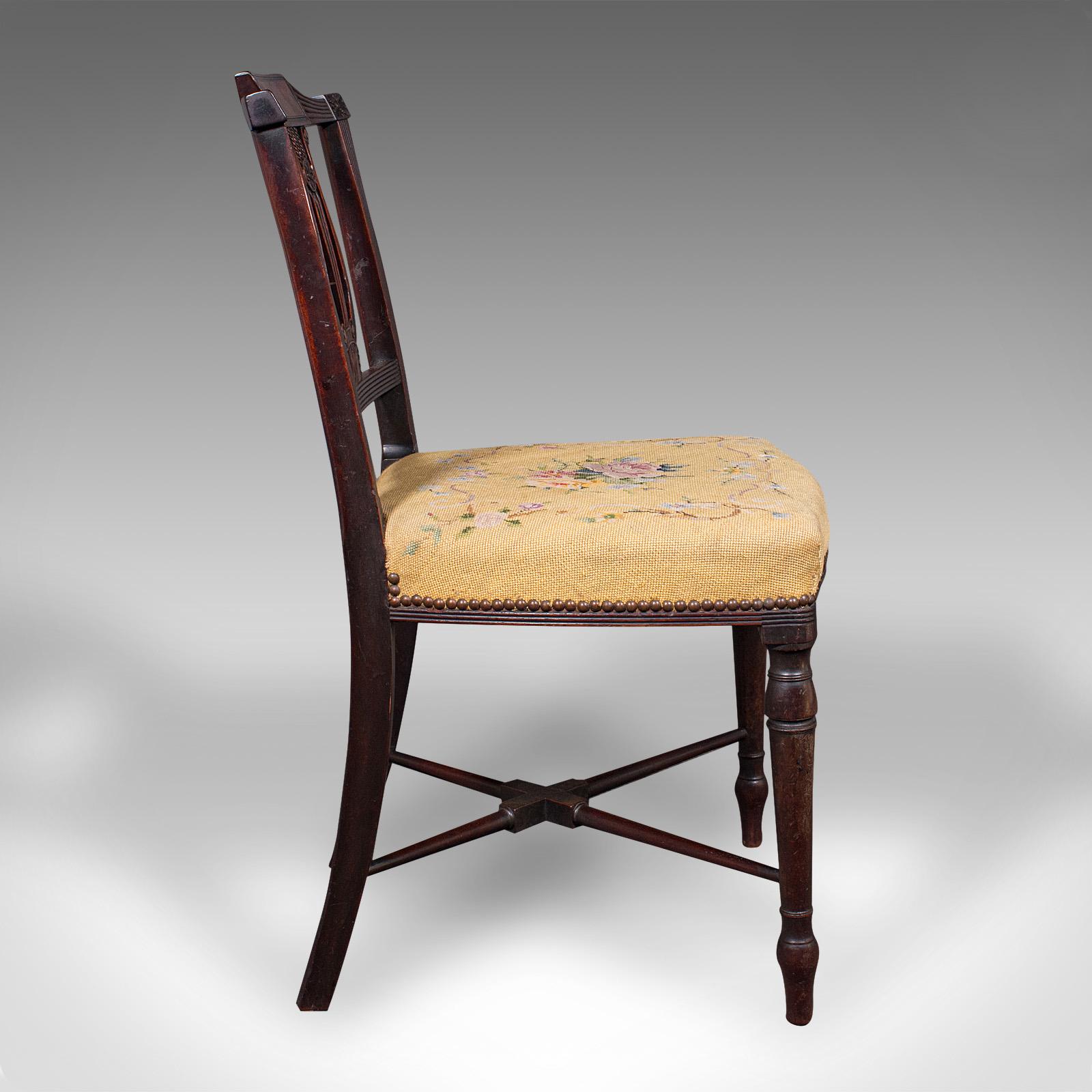 Regency Sedia da salotto antica, inglese, noce, agugliato, camera da letto, sedile da sala, Reggenza in vendita