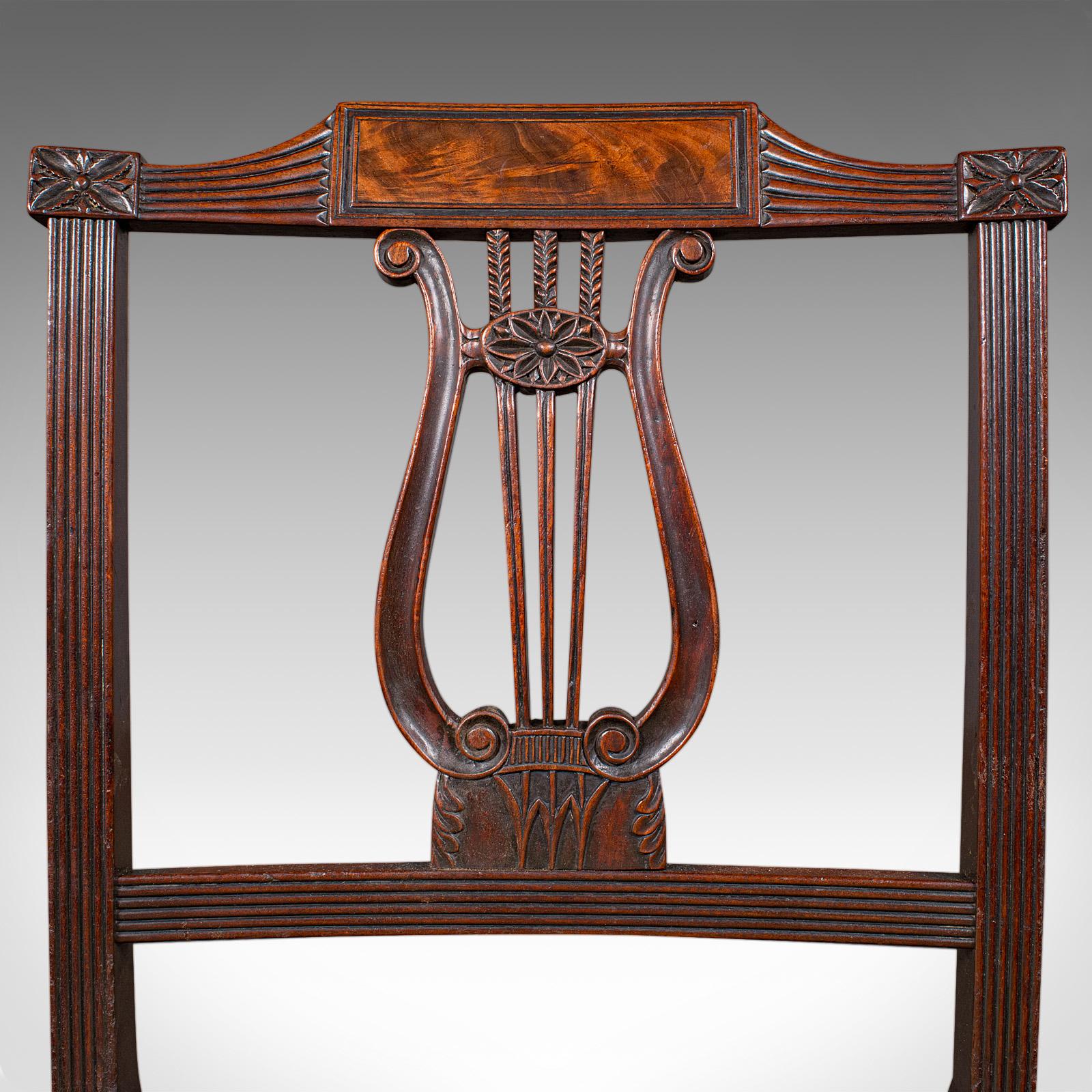 Sedia da salotto antica, inglese, noce, agugliato, camera da letto, sedile da sala, Reggenza in vendita 1