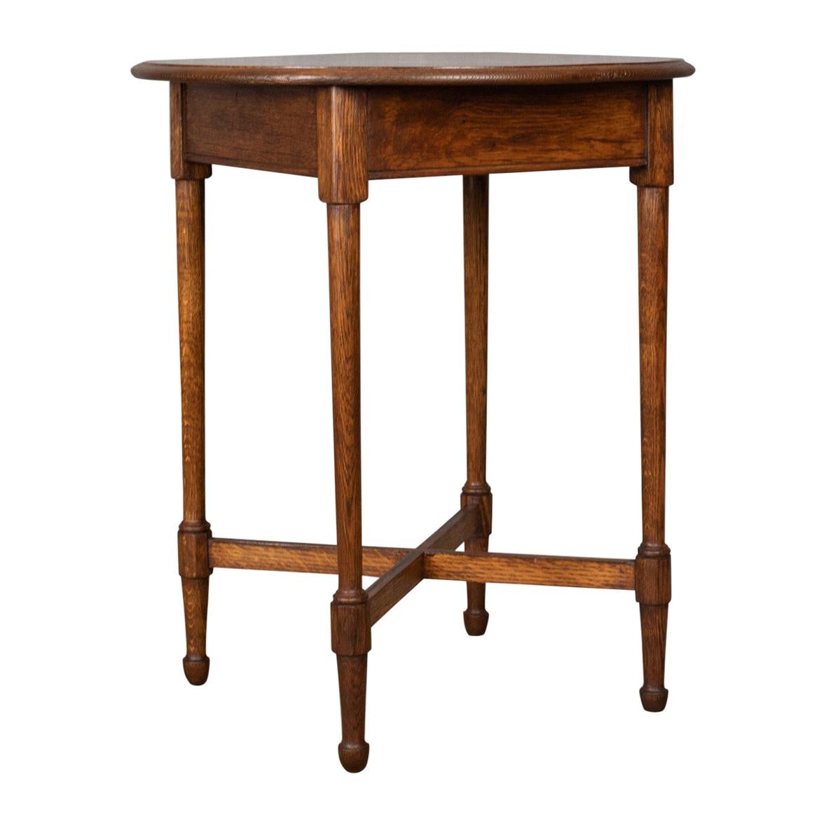 Antique Side Table, English, Edwardian, Oak, Lamp, circa 1910