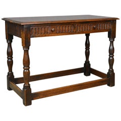 Antique Side Table, English, Oak, 17th Century Revival, Console, Serving