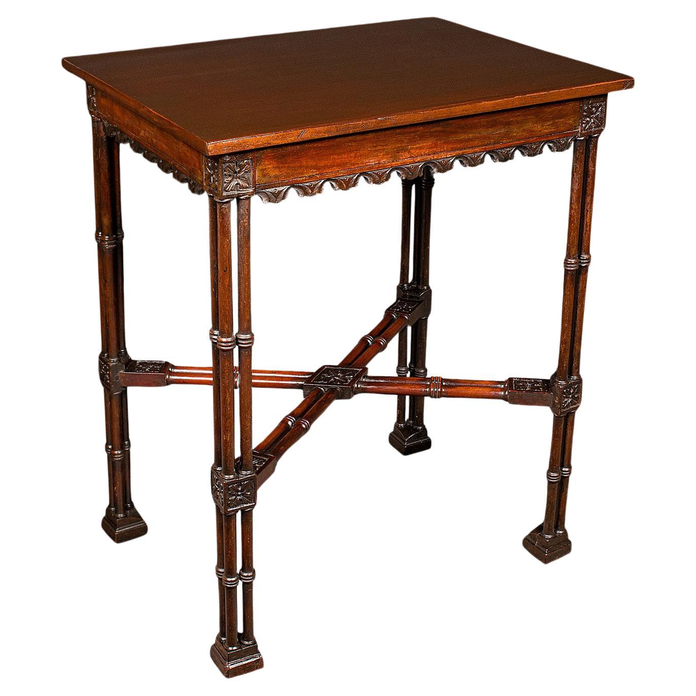 Tavolino antico, inglese, occasionale, gusto Chippendale, georgiano, circa 1800