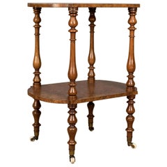 Antique Side Table, English, Victorian, Two-Tier, Burr Walnut, circa 1870