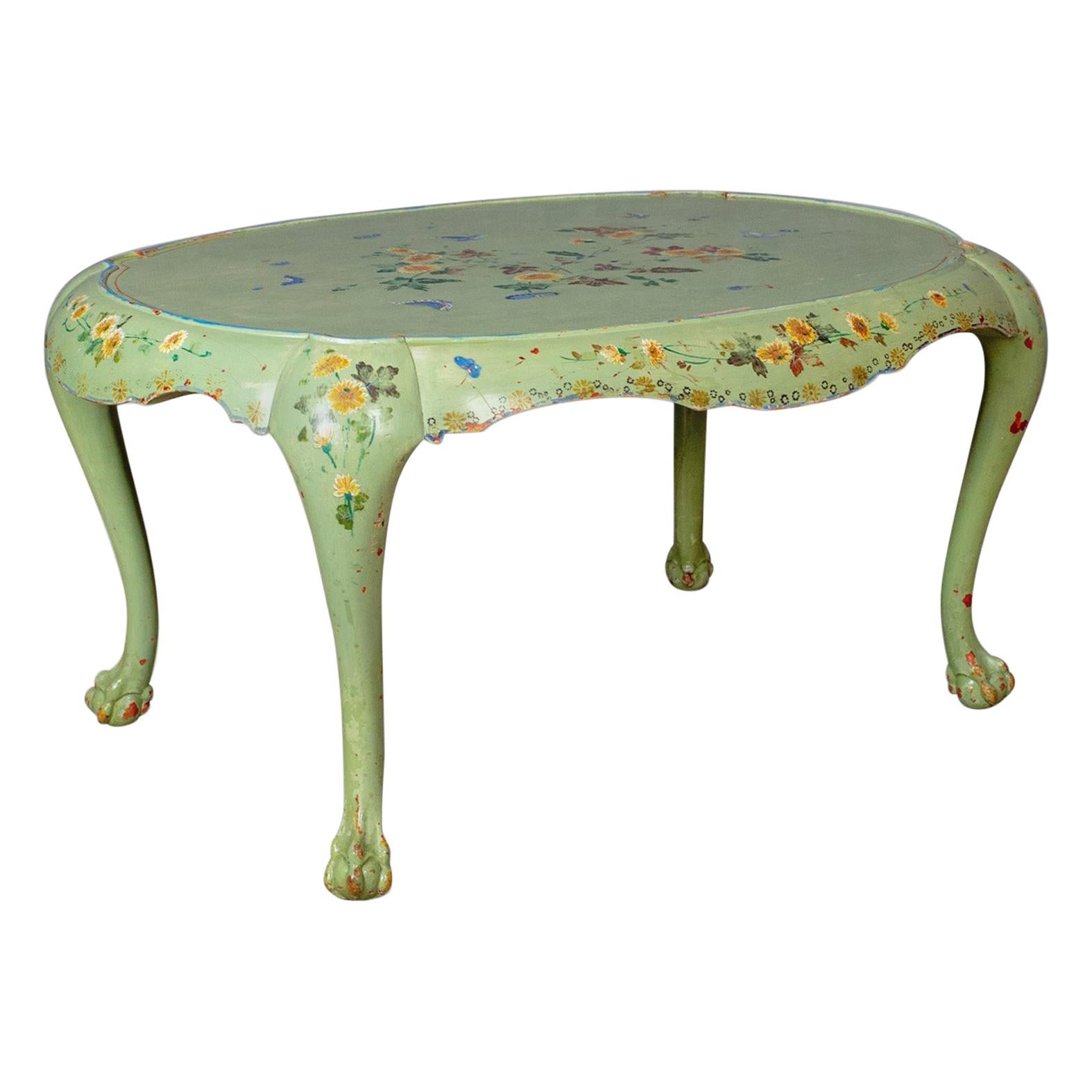 Antique Side Table, French, Country, Hand-Painted, Coffee, Early 20th Century