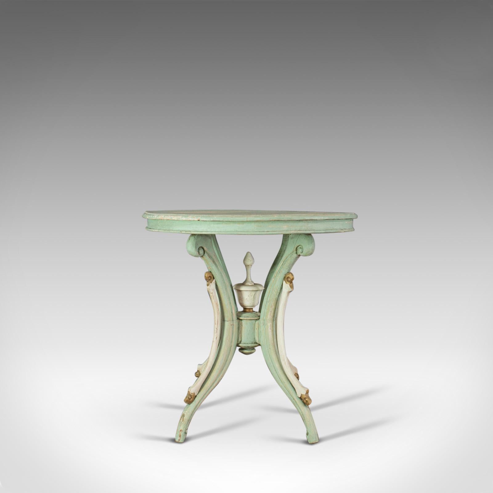 Victorian Antique Side Table, French, Painted, Pine, Cafe, Lamp, Occasional, circa 1890