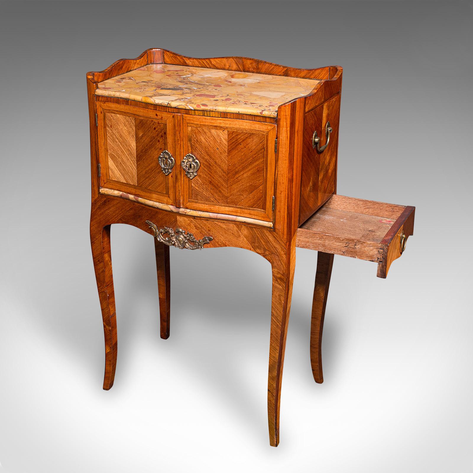 Victorien tardif Table d'appoint ancienne, italienne, en bois de roi, en marbre, table de chevet, victorienne en vente