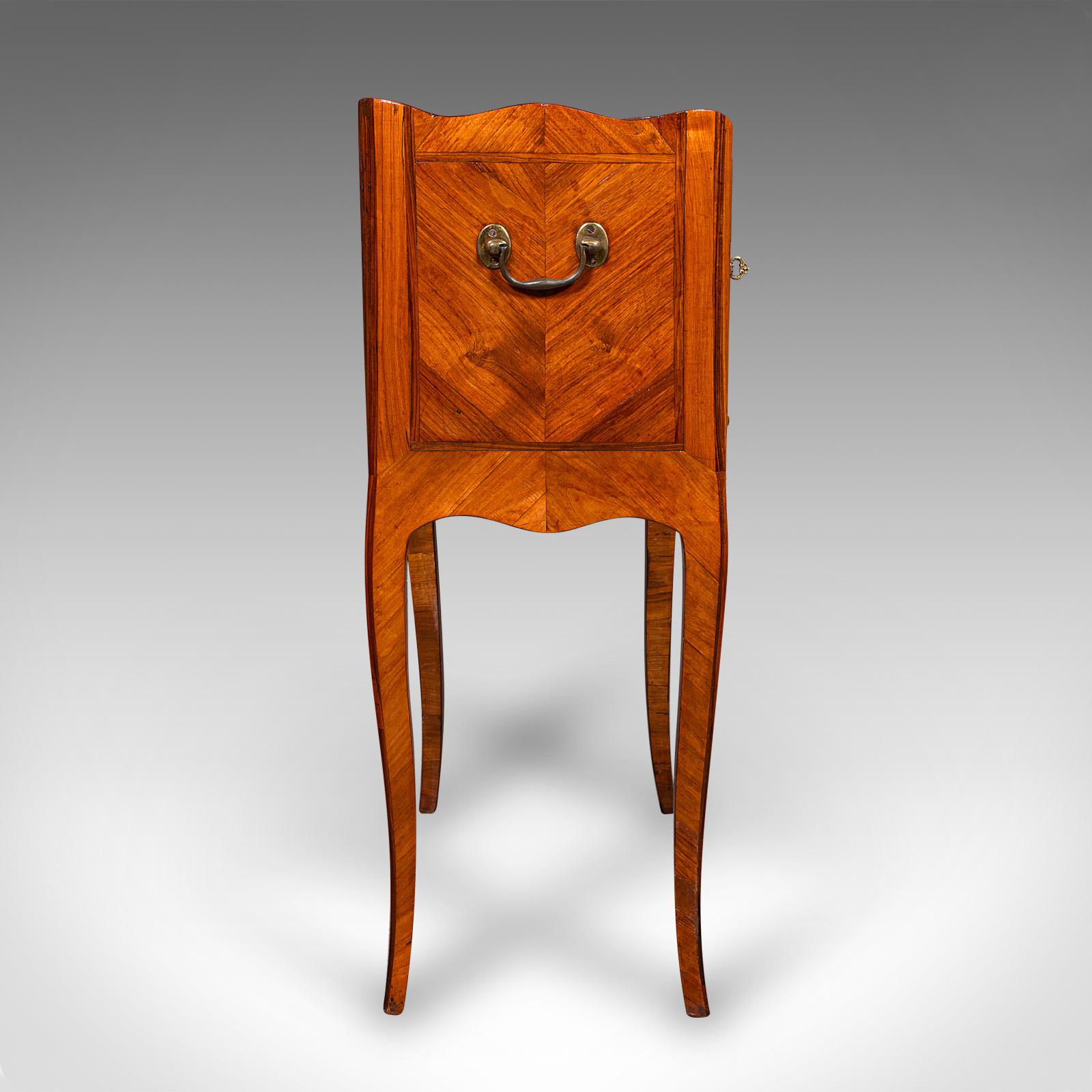 Fin du XIXe siècle Table d'appoint ancienne, italienne, en bois de roi, en marbre, table de chevet, victorienne en vente