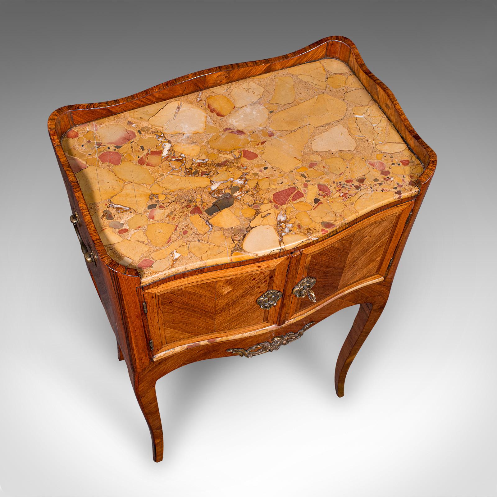 Table d'appoint ancienne, italienne, en bois de roi, en marbre, table de chevet, victorienne en vente 2