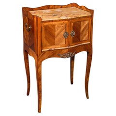 Antique Side Table, Italian, Kingwood, Marble, Bedside Nightstand, Victorian