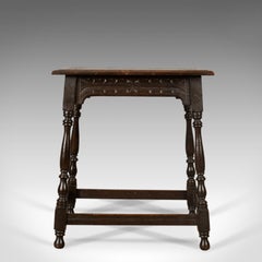 Antique Side Table, Jacobean Revival Taste, English, Victorian, Oak Lamp