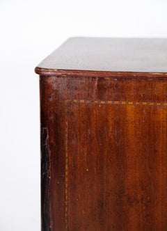 Antique Side Table, Mahogany, Walnut Marquetry, Original Handle, 1860