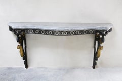Antique Side Table of Turquin Marble and Iron in Baroque Style