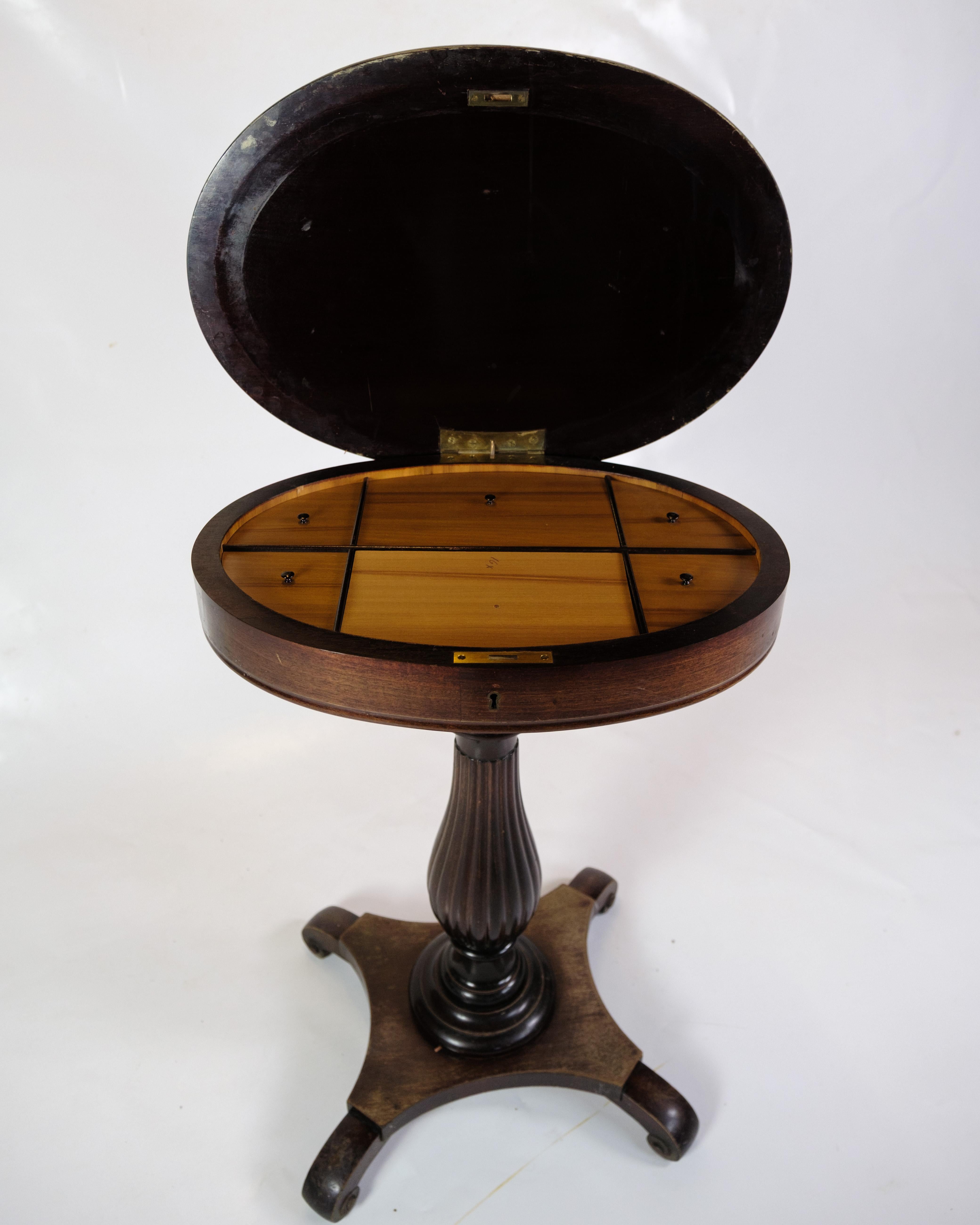 Danish Antique Side Table/Oval Sewing Table Made In Mahogany From 1890s For Sale