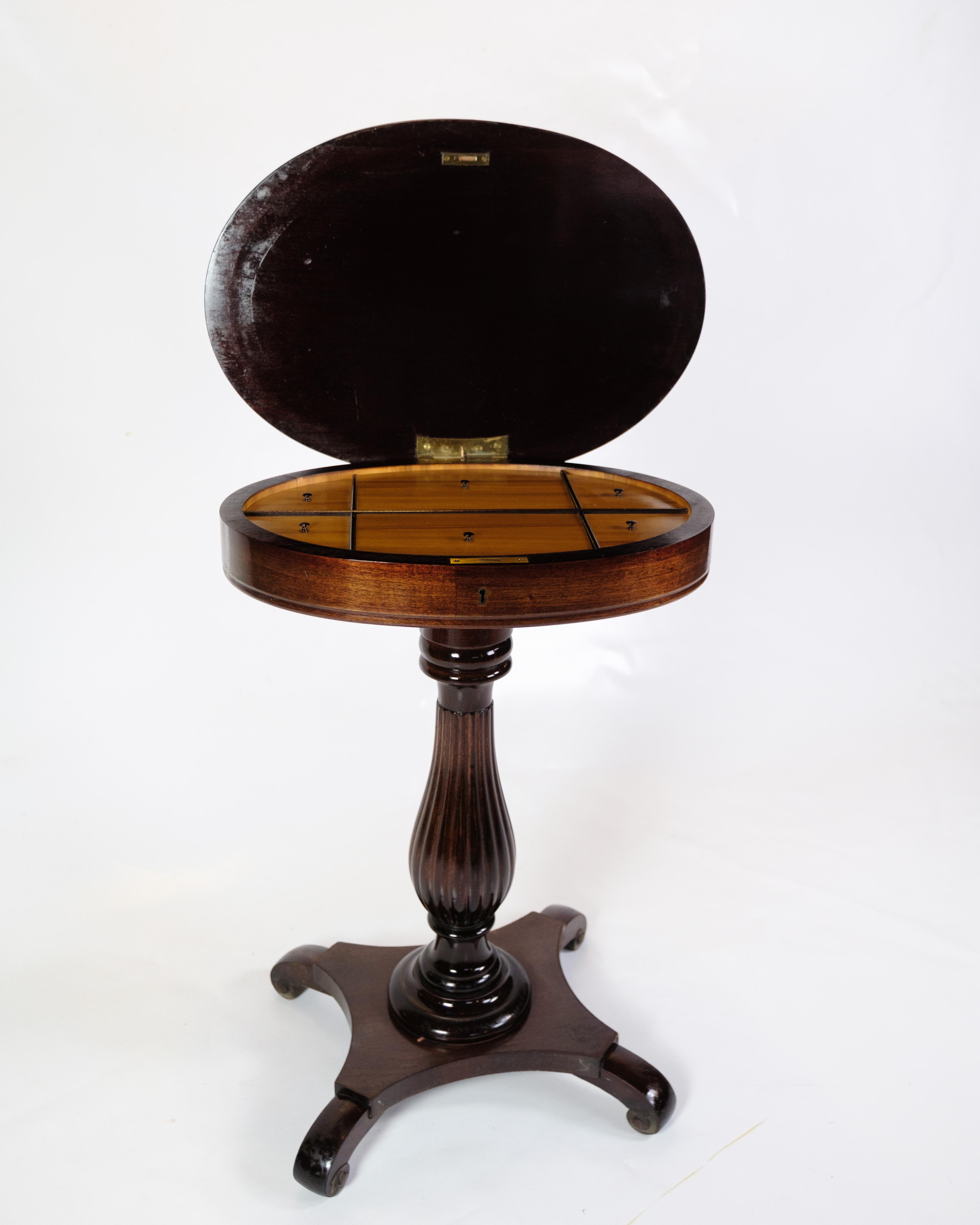 Antique Side Table/Oval Sewing Table Made In Mahogany From 1890s For Sale 2