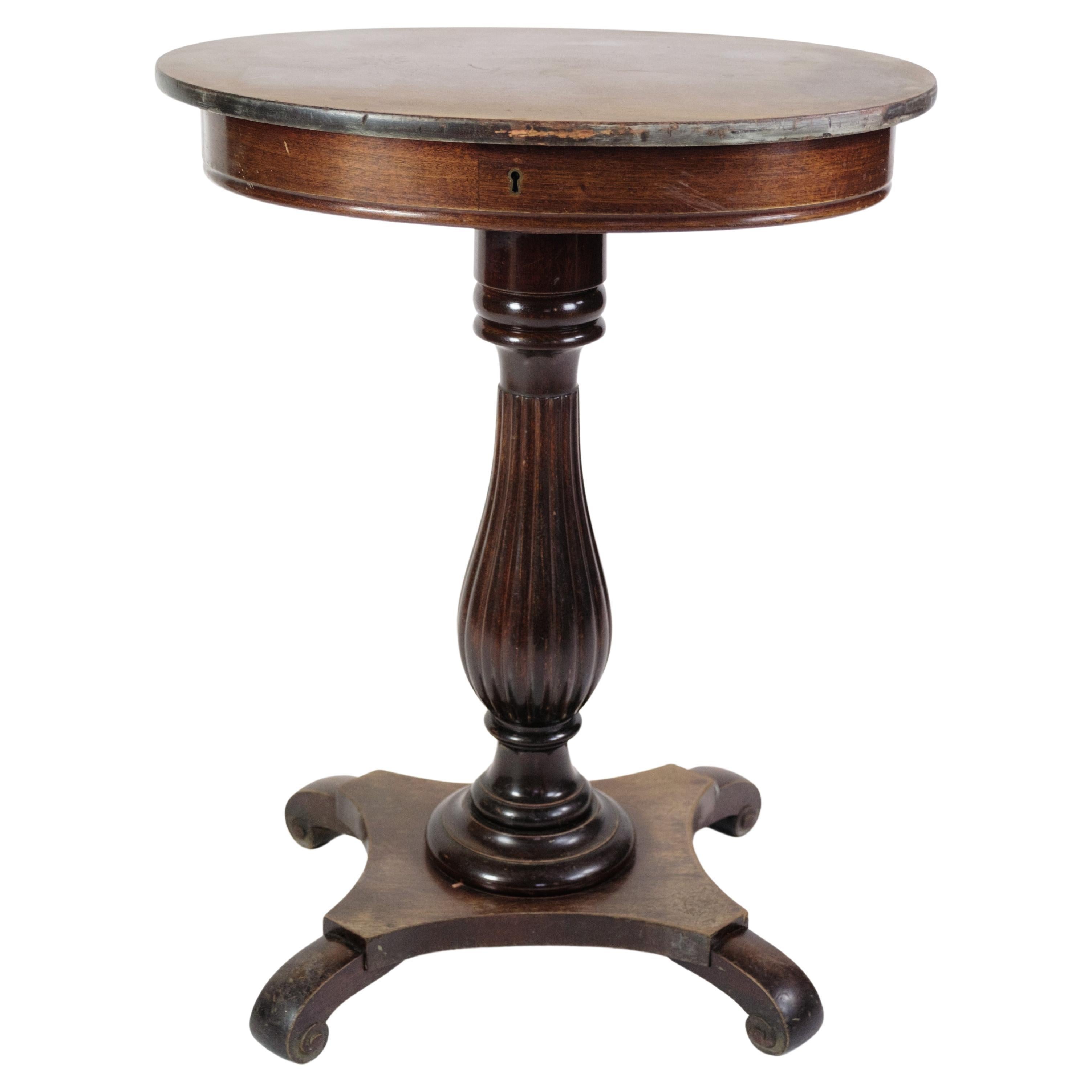 Antique Side Table/Oval Sewing Table Made In Mahogany From 1890s For Sale