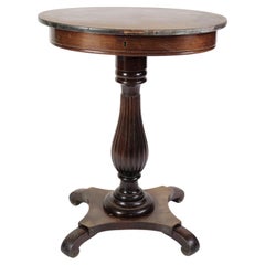 Vintage Side Table/Oval Sewing Table Made In Mahogany From 1890s