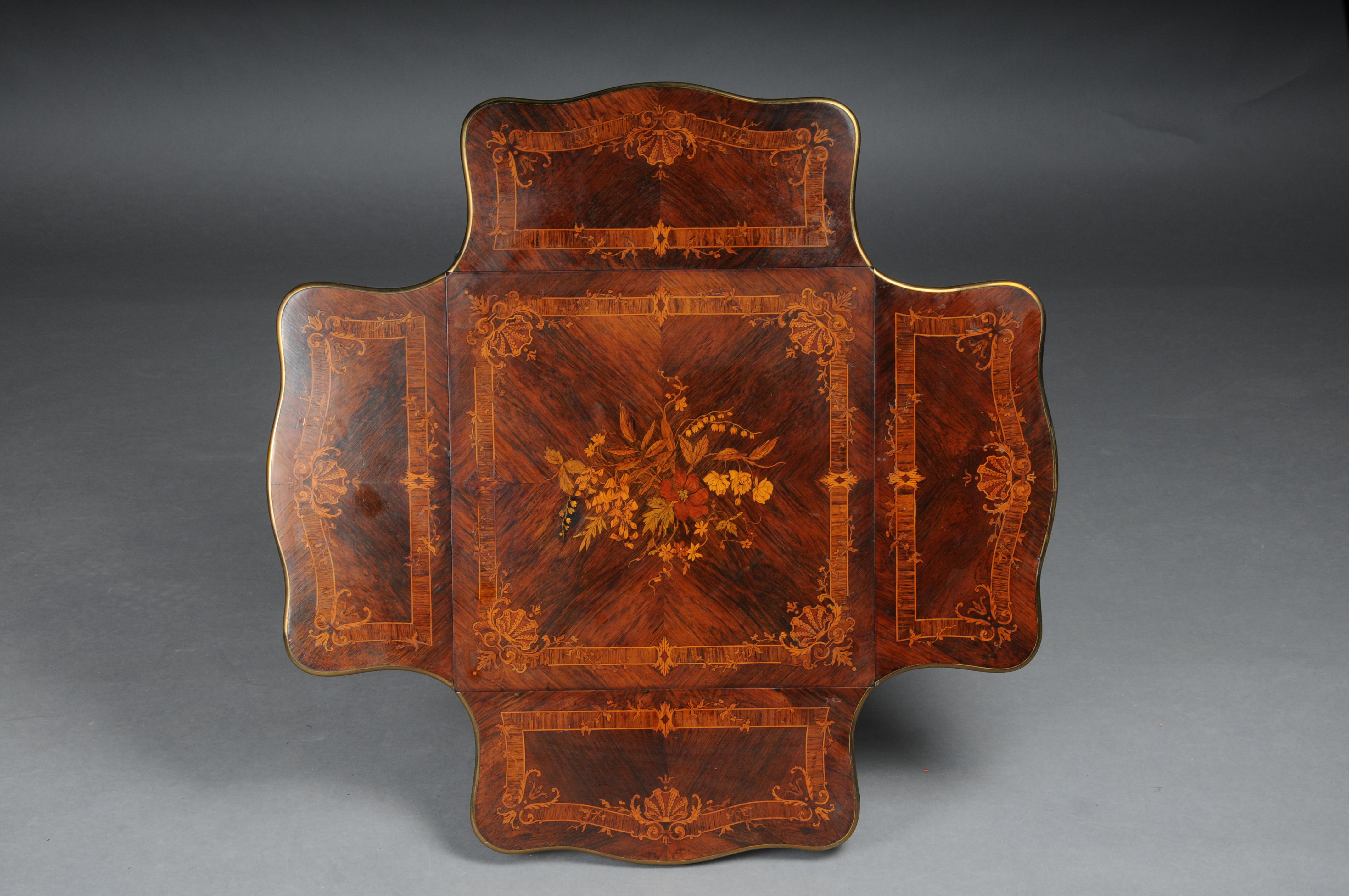 Antique side table, Paris around 1870 marquetry veneer. For Sale 3